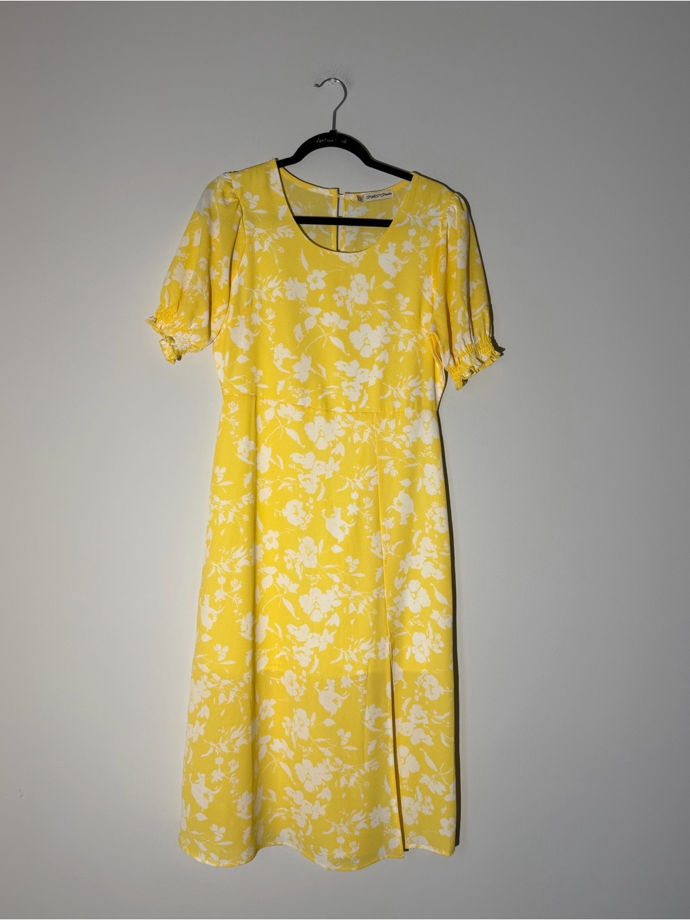 Yellow Floral Midi Dress - Women's Summer Dress Size M
